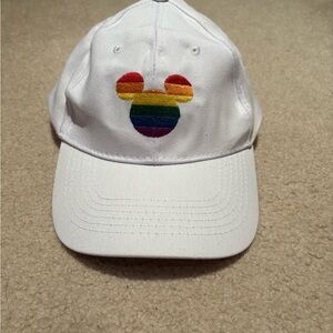 Disney White Hat with Rainbow Mickey Design